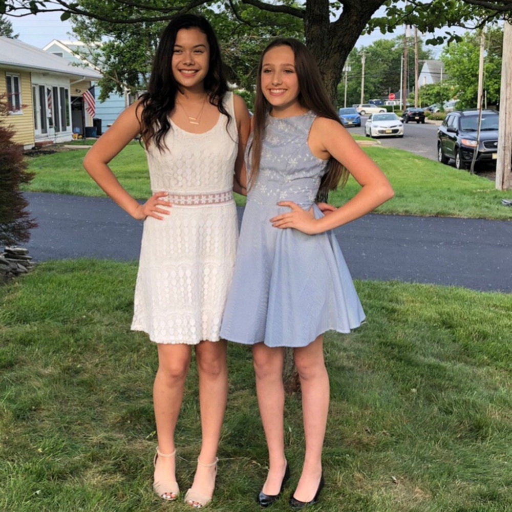 Baileyblue juniors blue and white stripped dress